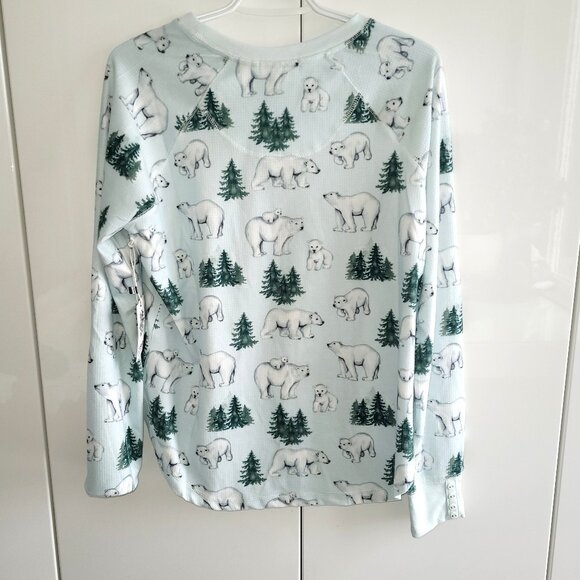 NWT PJ Salvage Just Chillin' Polar Bear Pine Trees Pajama Top Size S - Picture 3 of 10
